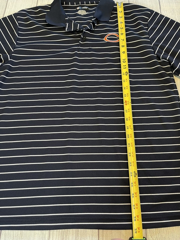 NFL Team Apparel Chicago Bears L Blue Striped Short Sleeve Polo Shirt