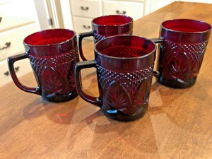 Glass Glassware Ruby Red Luminarc Arcoroc Glass Mug