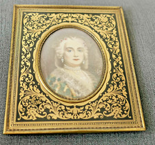 MINIATURE CADRE BOULLE TABLEAU PEINTURE 19ème LAQUE ET LAITON NAPOLÉON III