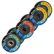 Image of 115mm 4.5 Inch Aluminium Oxide Flap Disc Set 40 60 80 Grit Metal Wood Pack of 6