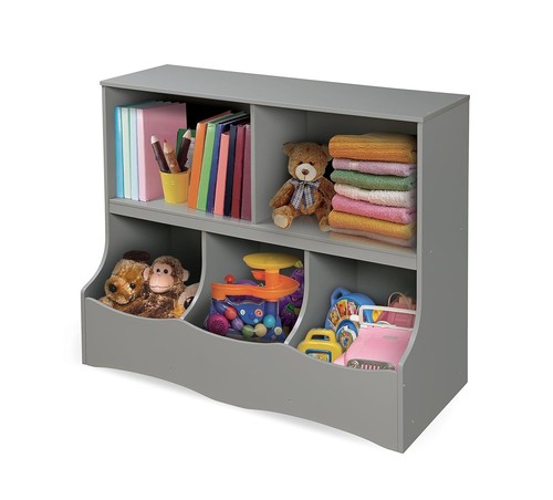 Badger Basket Multi-Bin Toy Storage 37x15.75x32 Inch (Pack of 1), Grey
