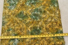 By 1/2 Yd, Gold & Green Floral Batik Fabric, Moda/Over the Rainbow/41014, M9044