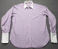 Turnbull  Asser Dress Shirt Purple White French Cuff England Men's Size 16