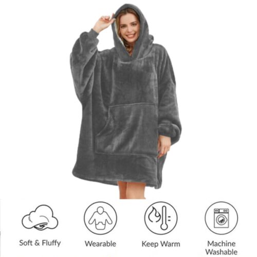 Men + Women Extra Long Hooded Blanket Oversized Hoodie Sherpa Fleece Sweatshirt - Picture 3 of 33