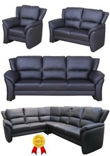 SET KUNSTLEDER SCHWARZ SESSEL 2-SITZER SOFA 3 ER  ECKSOFA COUCH FARBEN GARNITUR