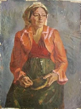 Ukrainian Soviet USSR Oil Painting postimpressionism realism female portrait