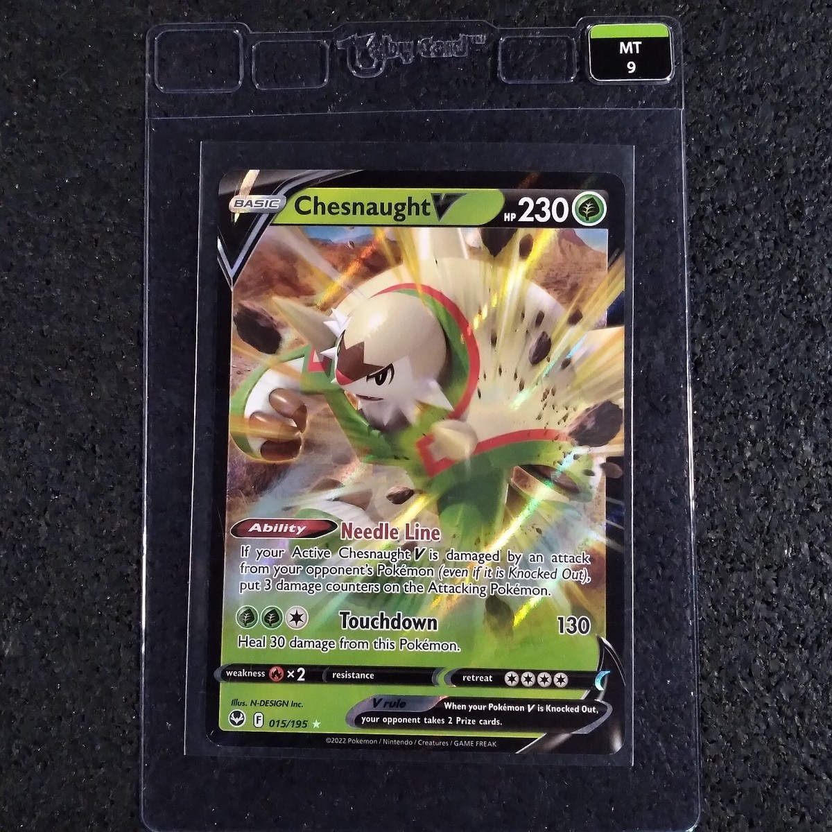 2022 Pokemon Chesnaught Rare Holo V # 015/195 - Taby Card Grade MT 9 2022 Pokemon Chesnaught Rare Holo V # 015/195 - Taby Card Grade MT 9