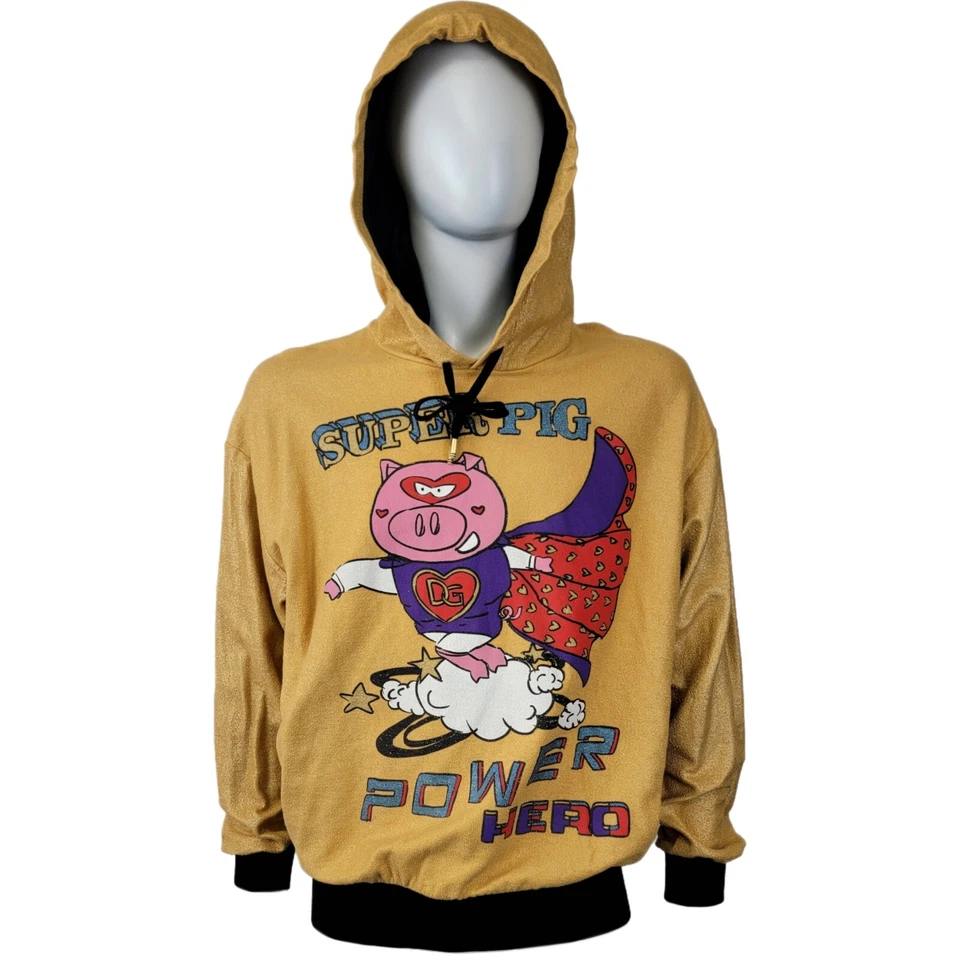 Dolce & Gabbana Year Of The Pig Golden Hoodie Size 46 Cotton Silk - Image 3 of 4