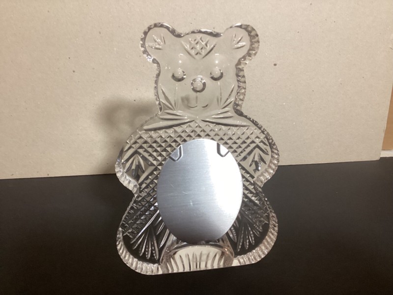 Waterford signed crystal teddy bear great gift for new baby has a place for a pi