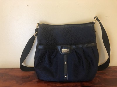 Tommy Hilfiger Size Small Shoulder Bag TH Monogram Dark Blue Handbag
