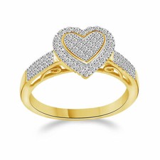 10K Yellow Gold 0.30Ct Round Diamond Classic Heart Engagement Ring Sz 7