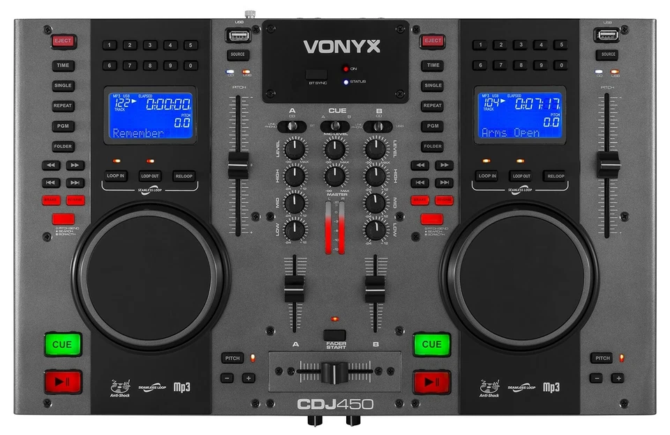 VONYX "CDJ450" Doppel MP3 CD Bluetooth USB Workstation Mixer Player DJ Konsole - Bild 4 von 4