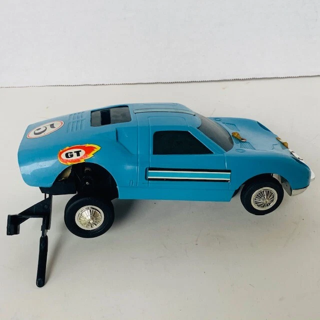 Mattel Hot Wheels Switch N Go slot car GT 1965 race track vtg Blue striped BM1 - Image 2 of 4