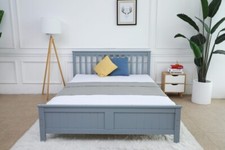 Grey Wooden Bed Frame With/ Without Mattress Double & King Size