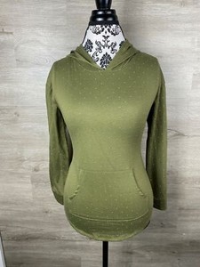 CAT & JACK Pullover Beads Green Hooded Sweatshirt Hoodie Girls Size Large 10 -12