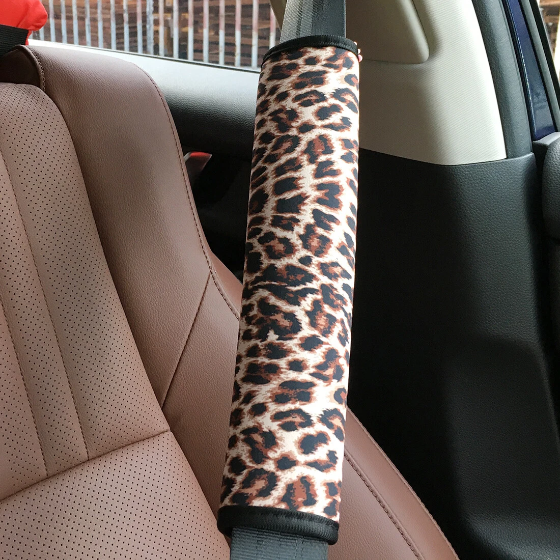 Car Seat Belt Pad Cover Non-Slip Neoprene Pure Leopard Pattern