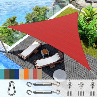 #ad Sun Shade Sail Patio Awning Outdoor Garden Triangle Canopy Shelter Cover w Kits $141.09