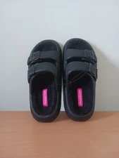 Rock & Candy Womens Cloud Sandals Size 8 Black Pillow Slippers Double Buckle