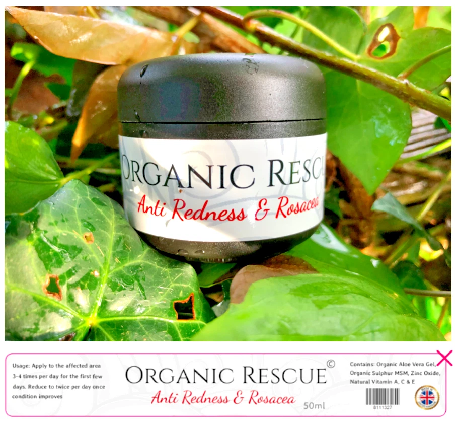 Organic Rescue ROSACEA TREATMENT - Face Cream & Anti Redness Gel (50ml)