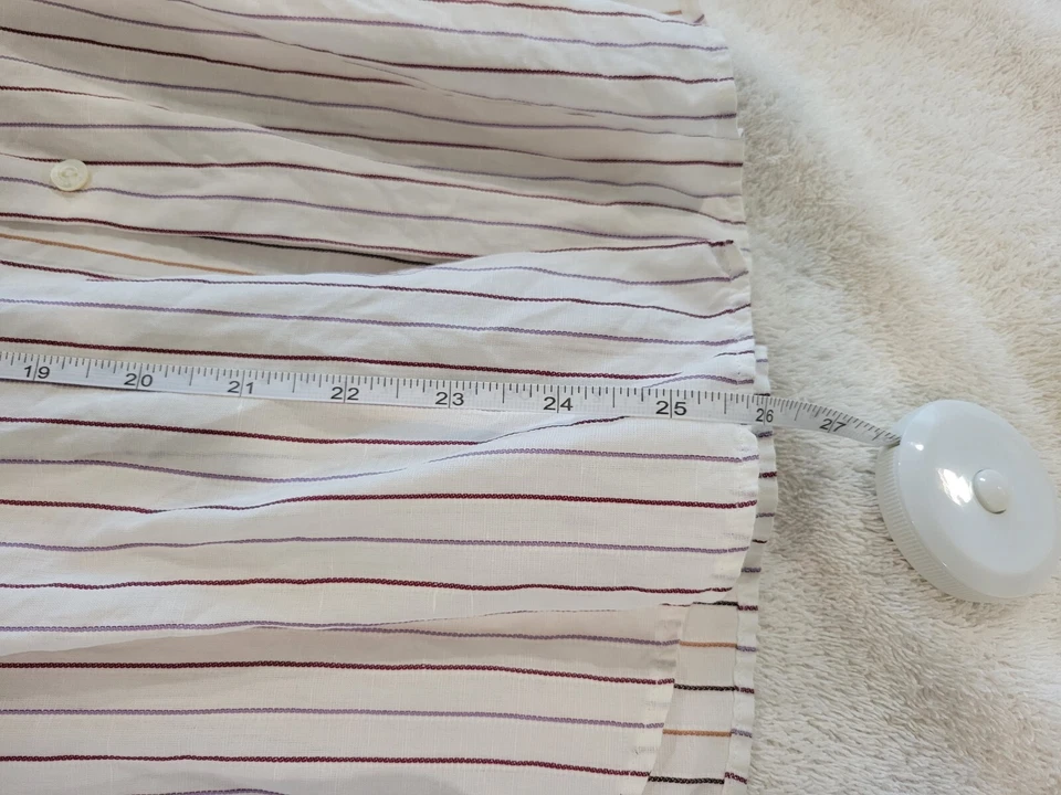 Blusa feminina listrada branca vintage Loro Piana com botões tamanho IT44 média  - Imagem 4 de 4