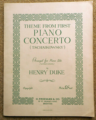 Thema aus dem ersten Klavierkonzert (Tschaikowsky) - Arr Henry Duke: Piano Solo 4pg