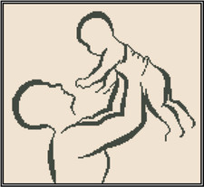 Father and Child Silhouette Counted Cross Stitch Chart No. 35-1 