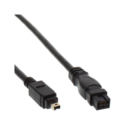 InLine  FireWire Kabel, IEEE1394 4pol Stecker zu 9pol Stecker, schwarz, 1,8m