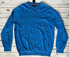 TOMMY HILFIGER SIGNATURE SOLID V-NECK SWEATER BLUE MENS SIZE XXL 2XL NEW