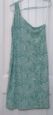 Nine West One Shoulder Bodycon Dress Green Zebra Women's Plus Size 2X 