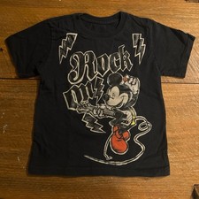 Disney Black Mickey Mouse Rock On Youth T-Shirt Short Sleeve Graphic Tee