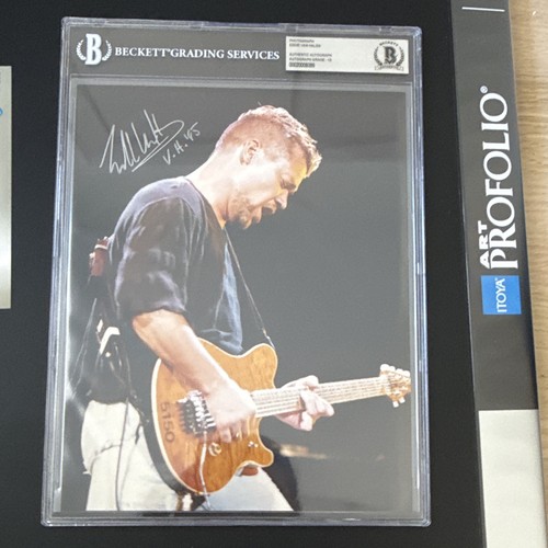 Eddie Van Halen Signed 8x10 Music Photo Beckett COA Encapsulated slab