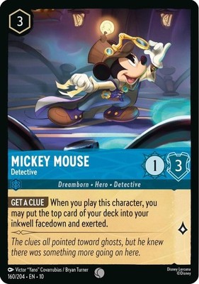 Disney Lorcana Whispers in the Well Common COLD FOIL 160 Mickey Mouse Detective