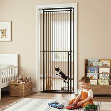 PawHut 44"-79" Extra Tall Pet Gate, Baby Gate with Two-Way Open, Black