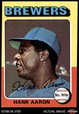 1975 Topps Mini #660 Hank Aaron Brewers HOF 6 - EX/MT