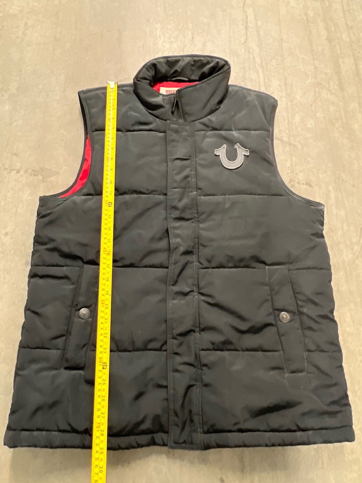 True Religion Men's XL Black Puffer Vest - Stylish & Warm Outerwear image 2
