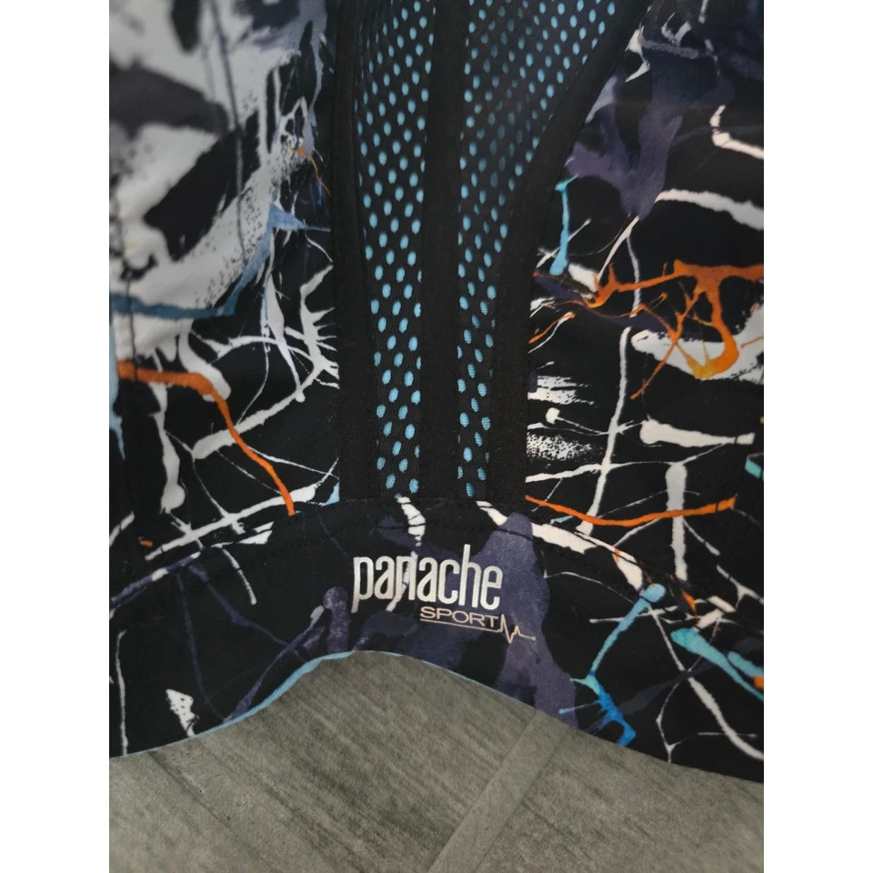 Sujetador deportivo Panache Sport 40DD alto impacto con aros estampado abstracto gimnasio tinta salpicadura Foto 2 de 4