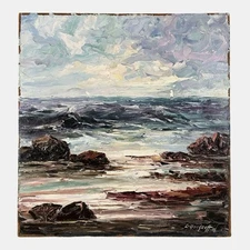 Leonid Gechtoff - Expressionist Seascape, Signed (1935, Oil on Board)