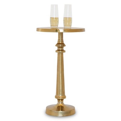 Small Round Gold Side Table By Objet Dart Accent End Pedestal Martini Cocktail