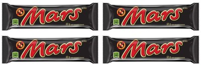 MARS, Peanut Free Chocolate Candy Bar, Full Size Bar, 52g (4 Pack)