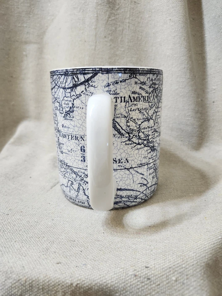 Nautical Chart  Coffee Mug Navy Blue & White Porcelain Holds 22 fl  oz 5"hx4.25d - Image 2 of 4
