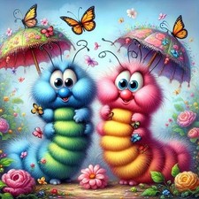 Colorful Caterpillars Diamond Art Kits for Adults,5D Diamond Painting Kits for B