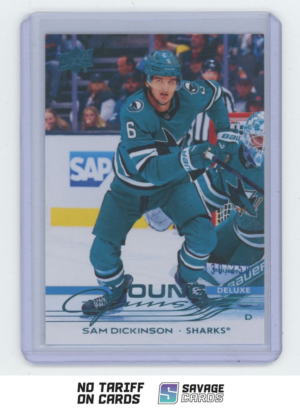 2025-26 Upper Deck Young Guns Deluxe Sam Dickinson /250 #479 San Jose Sharks