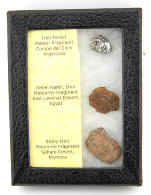 Meteorite Collection Lot Three Different Types Labeled With Display Box