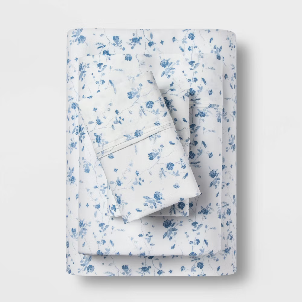 Thread Count 1600 400 Thread Count Floral Print Cotton Performance Sheet Set - Threshold ...
