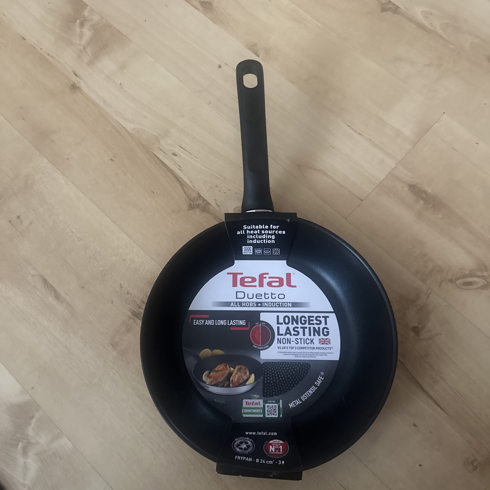 TEFAL DUETTO NON-STICK FRY PAN 24CM ALL HOBS+ INDUCTION METAL UTENSIL SAFE