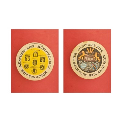 Münchner Bier gelber Kreis Brauerei Bierdeckel Beermat