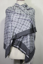 Auth Louis Vuitton Scarf Shawl Stole 65  Silk 35 Wool Multicoloured Used