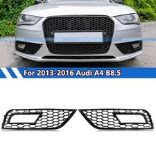 Front Honeycomb RS4 Style Fog Light Grill Cover Black For 2013-2016 Audi A4 B8.5