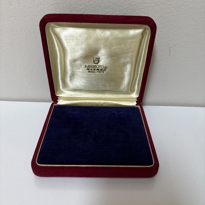 Vintage Red Velvet Mikimoto presentation box Ginza Tokyo Authentic Earrings Broo