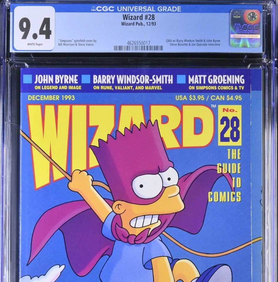 Revista Wizard #28 CGC 9,4 casi nuevo portada plegable de Los Simpson por Bill Morrison 1993 Foto 3 de 4